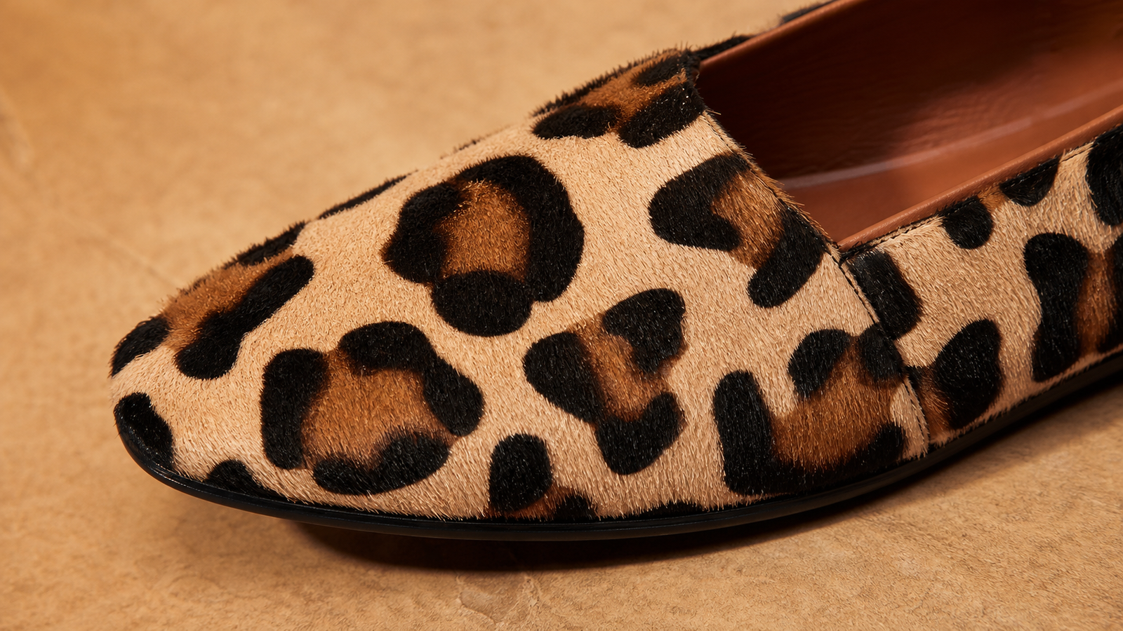 Sahara Leopard Loafer pony-hair texture detail