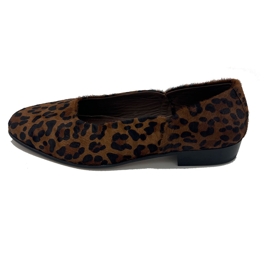 Brown leopard-print hair-on leather Brown Leopard Loafer viewed from the side