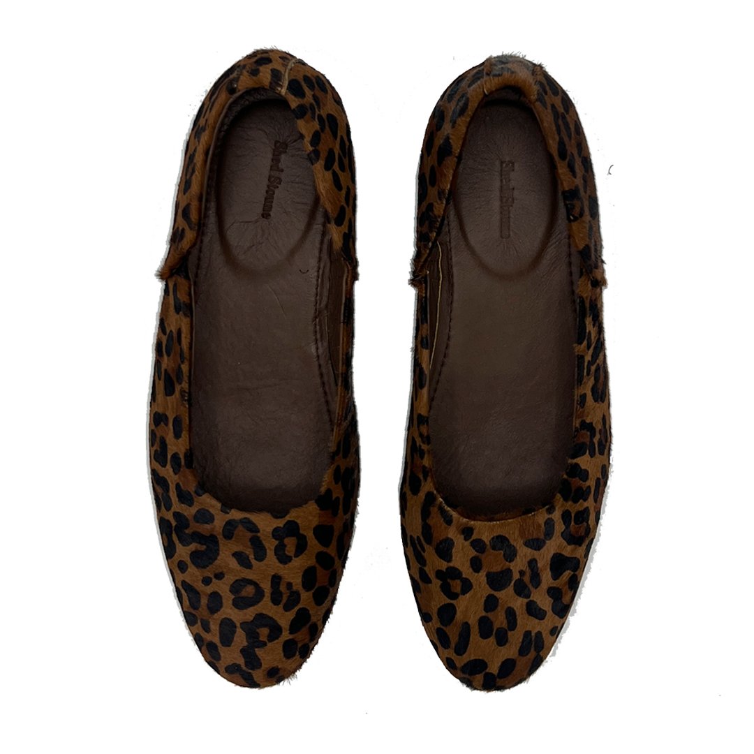 Brown leopard-print hair-on leather Brown Leopard Loafer pair viewed from above