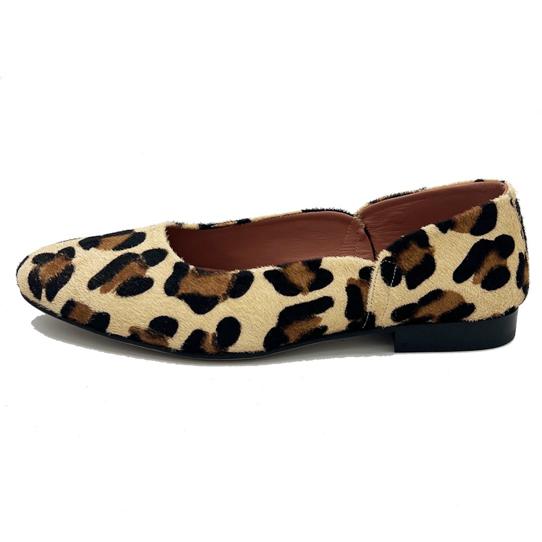 Light leopard-print hair-on leather Light Leopard Loafer viewed from the side