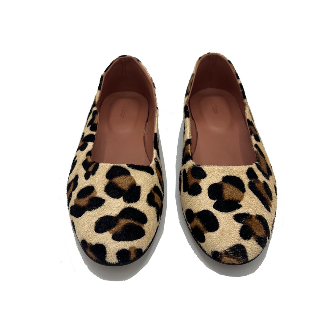 Light leopard-print hair-on leather Light Leopard Loafer pair viewed from the front